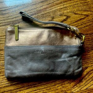 Liebeskind Brown Two Tone Metallic Leather Wristlet